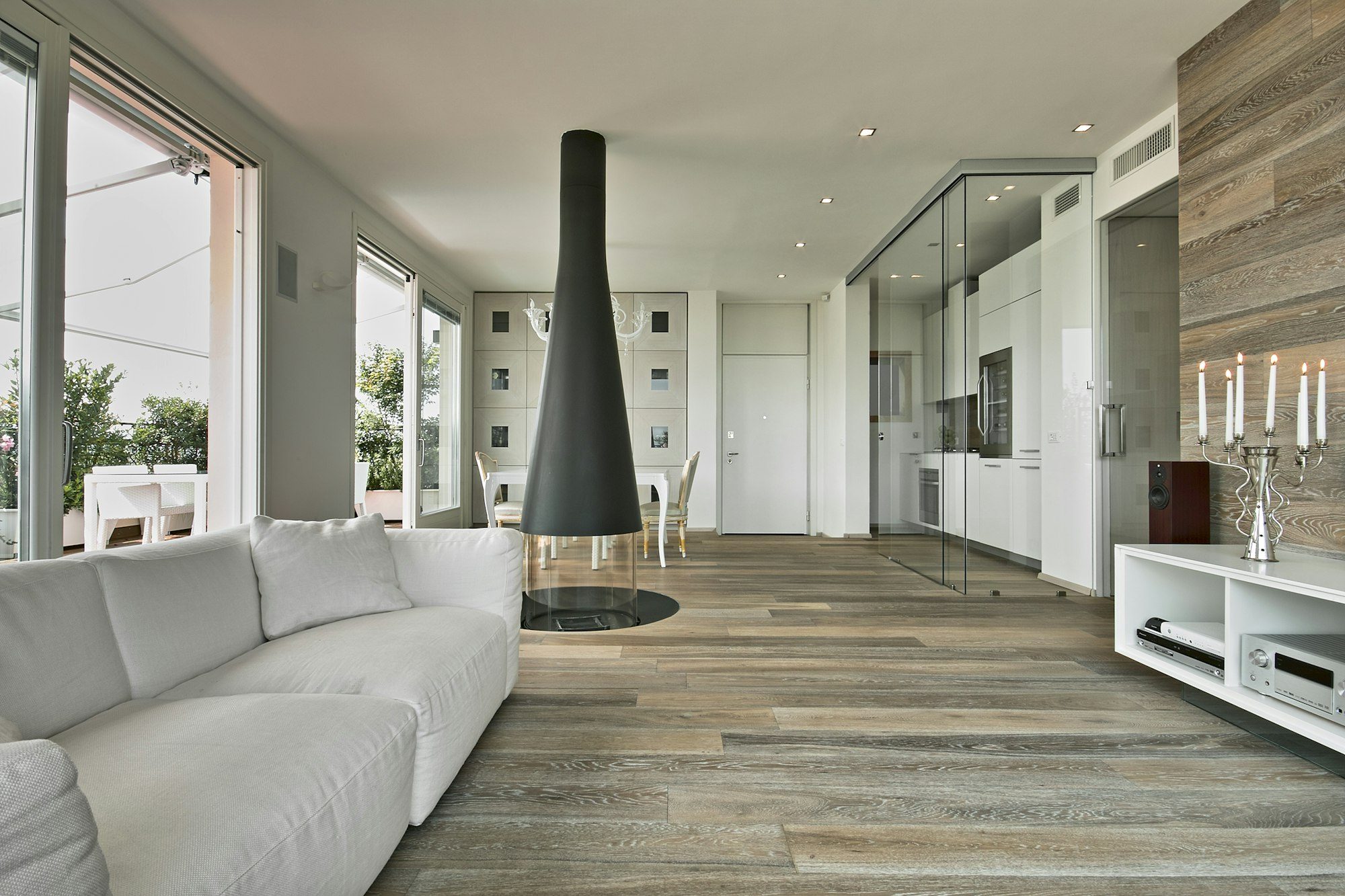 Interiors of a Modern Living Room with Wood Floor